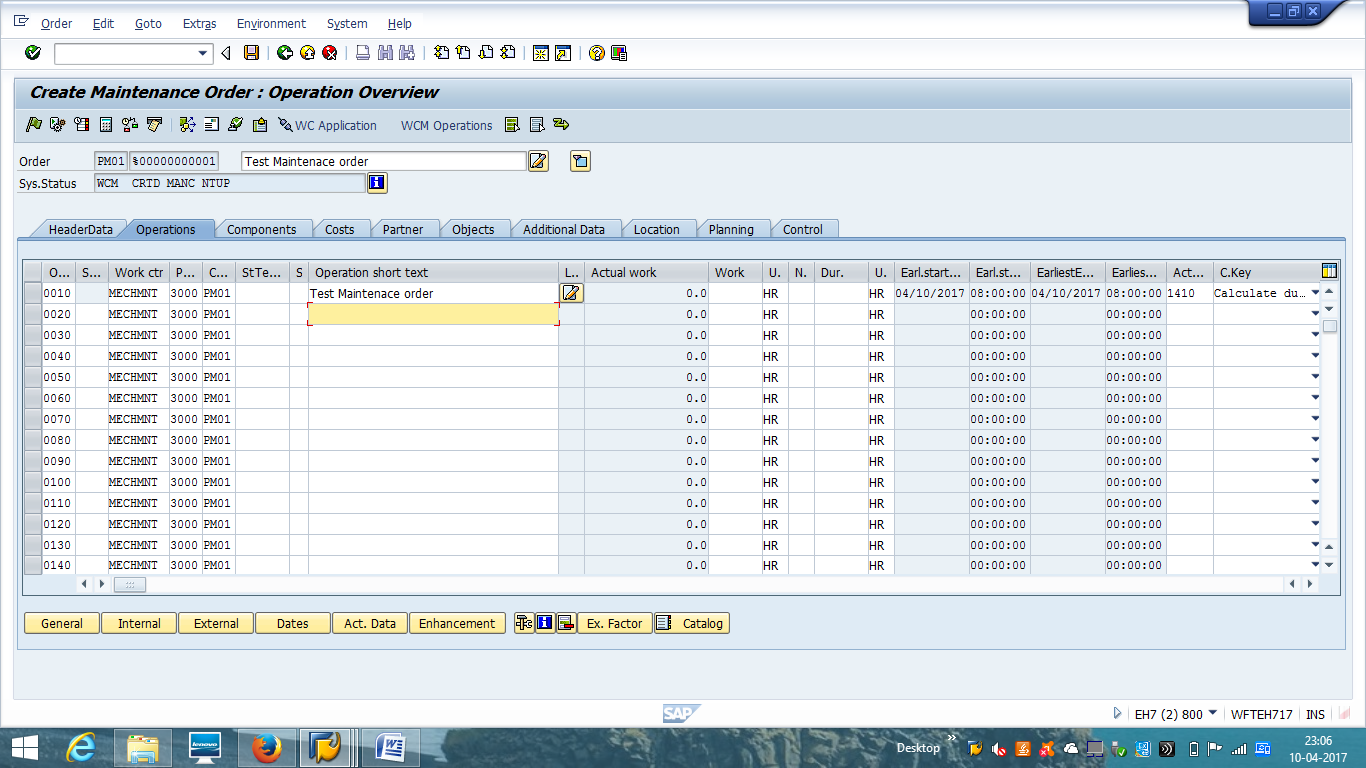 SAP maintenance and operations